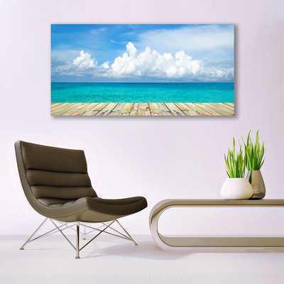 Obraz Szklany Morze Chmury Molo Krajobraz