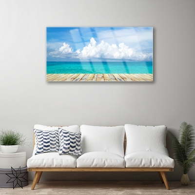 Obraz Szklany Morze Chmury Molo Krajobraz