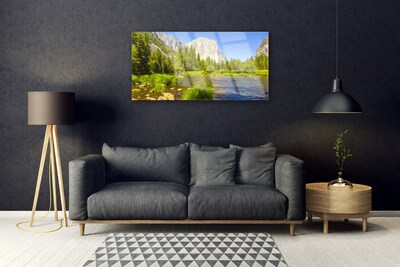 Obraz Szklany Jezioro Góra Las Przyroda