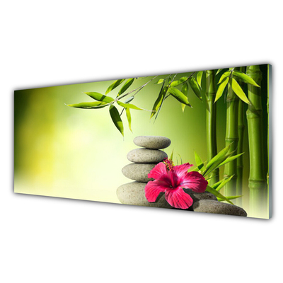 Obraz Szklany Bambus Kwiat Kamienie Zen