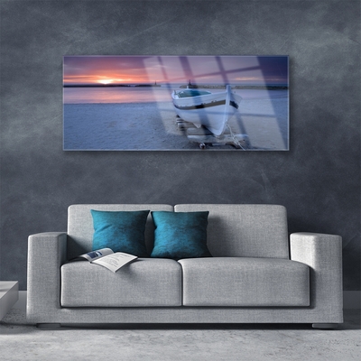 Obraz Szklany Łódka Plaża Słońce Krajobraz