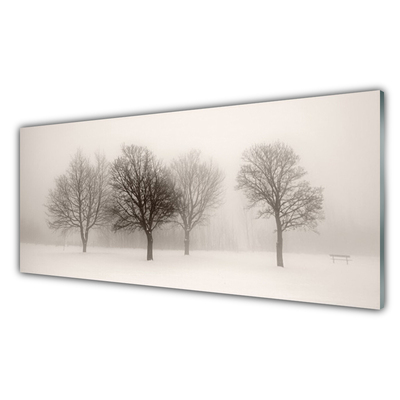 Obraz Szklany Śnieg Drzewa Krajobraz