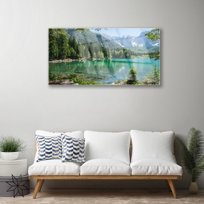Obraz Szklany Góry Jezioro Las Przyroda