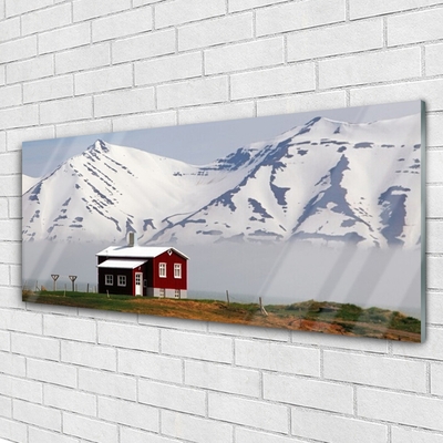 Obraz Szklany Góra Dom Krajobraz Śnieg