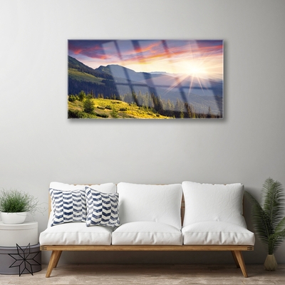 Obraz Szklany Góra Las Słońce Krajobraz