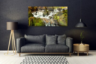 Obraz Szklany Wodospad Skały Nature
