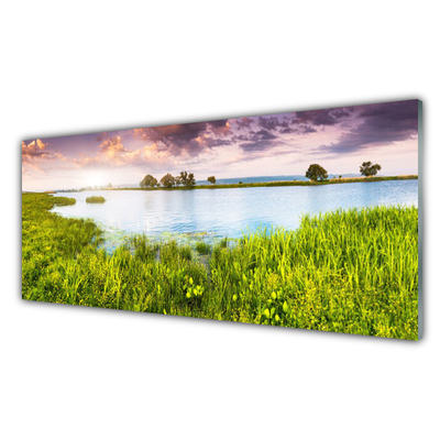 Obraz Szklany Trawa Jezioro Przyroda