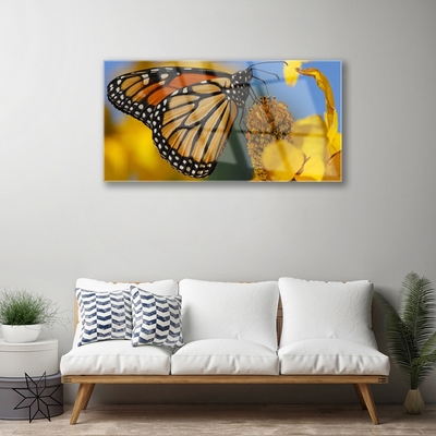 Obraz Szklany Motyl Kwiat Przyroda