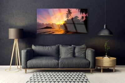 Obraz Szklany Morze Słońce Palmy Krajobraz