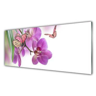 Obraz Szklany Motyle Kwiaty Przyroda