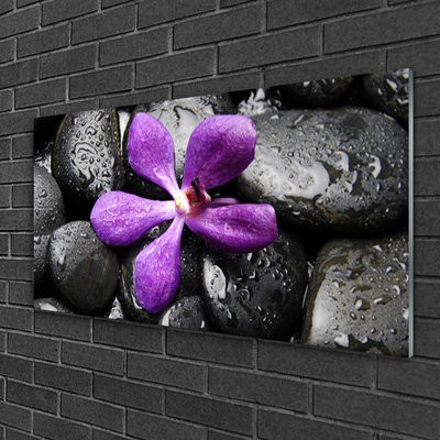 Obraz Szklany Kwiat Kamienie Sztuka
