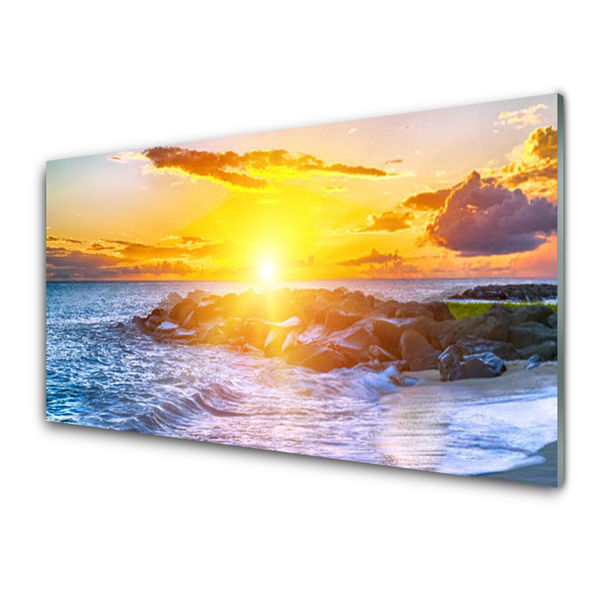 Obraz Szklany Zachód Słońca Morze Wybrzeże