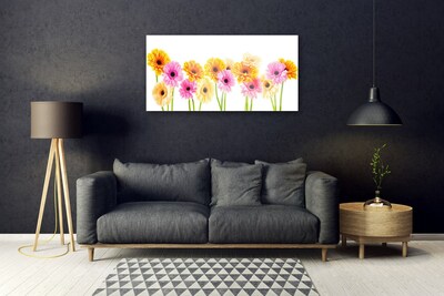 Obraz Szklany Kwiaty Kolorowe Gerbery