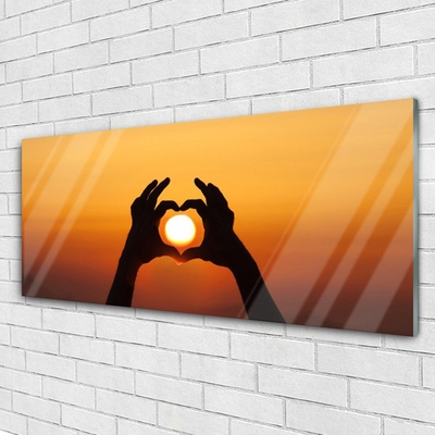 Obraz Szklany Ręce Serce Słońce Miłość