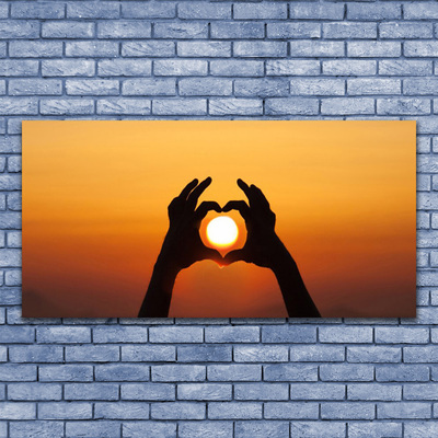 Obraz Szklany Ręce Serce Słońce Miłość