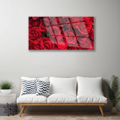 Obraz Szklany Czerwone Róże Kwiaty Natura