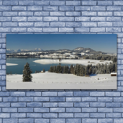 Obraz Szklany Jezioro Śnieg Kraina Góry