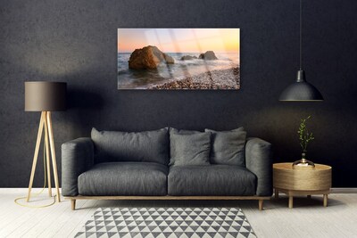 Obraz Szklany Wybrzeże Morze Fale Skały