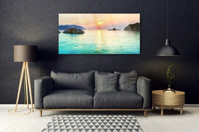 Obraz Szklany Słońce Skały Morze Krajobraz