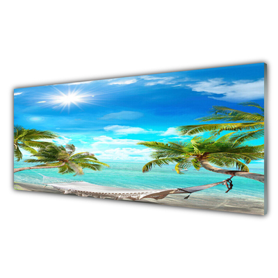 Obraz Szklany Palmy Tropikalne Hamak Plaża