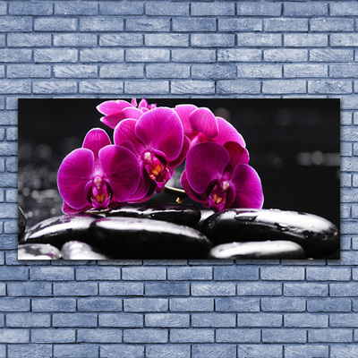 Obraz Szklany Kamienie Zen Orchidea Spa
