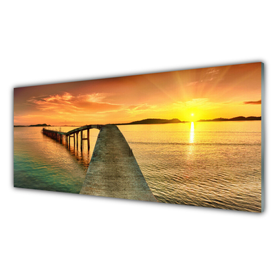 Obraz Szklany Morze Słońce Most Krajobraz