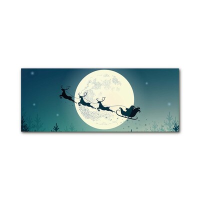 Obraz Szklany Świety Mikołaj Sanie Święta