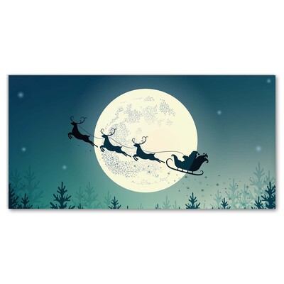 Obraz Szklany Świety Mikołaj Sanie Święta