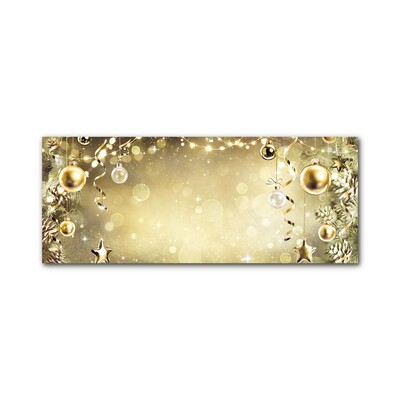 Obraz Szklany Złote Bombki Święta Dekoracje