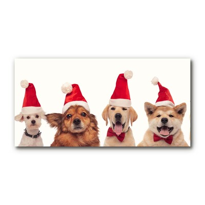 Obraz Szklany Psy Święty Mikołaj Święta