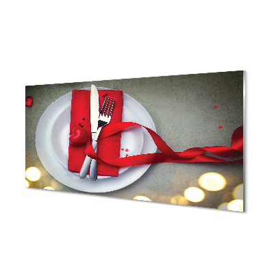 Panel szklany do Kuchni Kolacja przy Świecach w Kształcie Serca