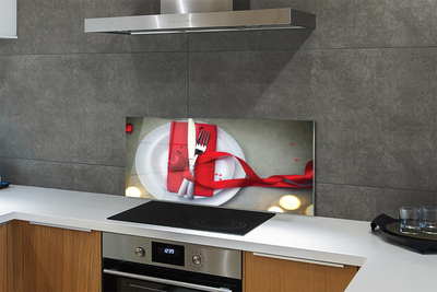 Panel szklany do Kuchni Kolacja przy Świecach w Kształcie Serca