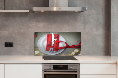 Panel szklany do Kuchni Kolacja przy Świecach w Kształcie Serca