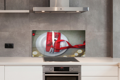 Panel szklany do Kuchni Kolacja przy Świecach w Kształcie Serca