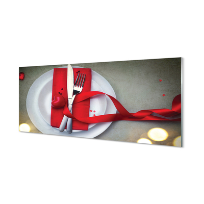 Panel szklany do Kuchni Kolacja przy Świecach w Kształcie Serca