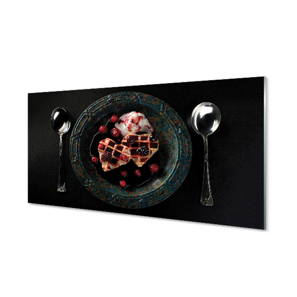 Szklany Panel Gofrowe Serca z Lodami