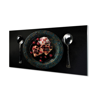 Szklany Panel Gofrowe Serca z Lodami