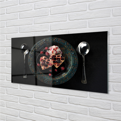 Szklany Panel Gofrowe Serca z Lodami