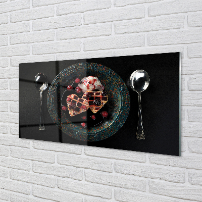 Szklany Panel Gofrowe Serca z Lodami