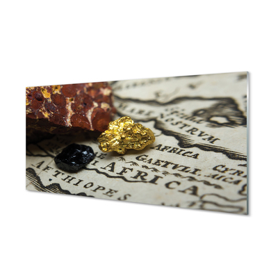 Panel szklany do Kuchni Złota Mapa Świata