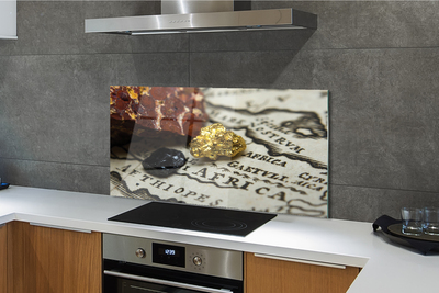 Panel szklany do Kuchni Złota Mapa Świata