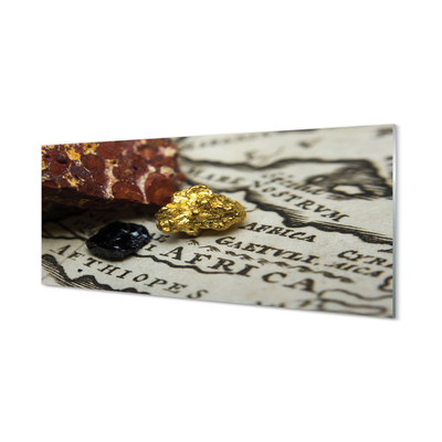 Panel szklany do Kuchni Złota Mapa Świata