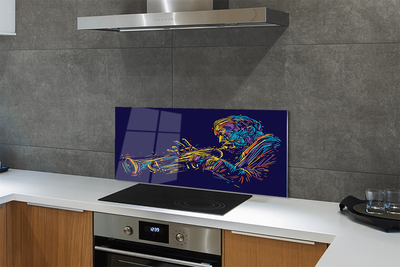 Szklany Panel Muzyk z Trąbką