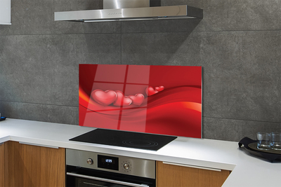 Panel szklany do Kuchni Czerwone Serca na Tle