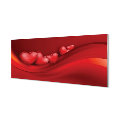 Szklany Panel Serca czerwone tło