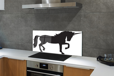 Panel szklany do Kuchni Mistyczny Czarny Jednorożec