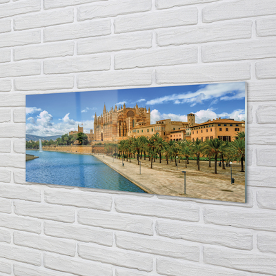 Panel szklany do Kuchni Gotycka Katedra w Otoczeniu Palm