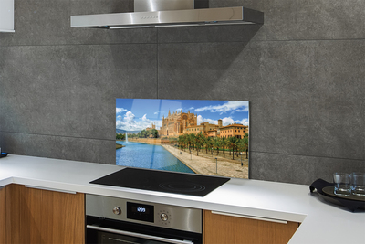 Panel szklany do Kuchni Gotycka Katedra w Otoczeniu Palm