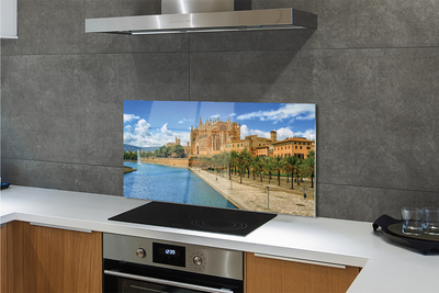 Panel szklany do Kuchni Gotycka Katedra w Otoczeniu Palm