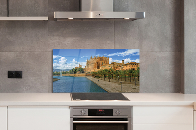 Panel szklany do Kuchni Gotycka Katedra w Otoczeniu Palm